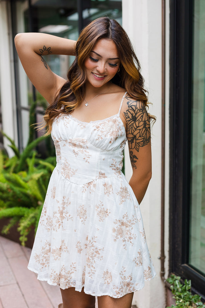The Pretty in Petals Floral Corset Mini Dress