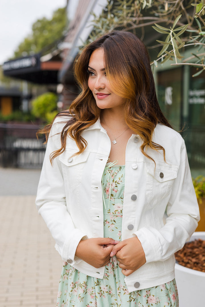 The Vintage Washed White Denim Jakcet