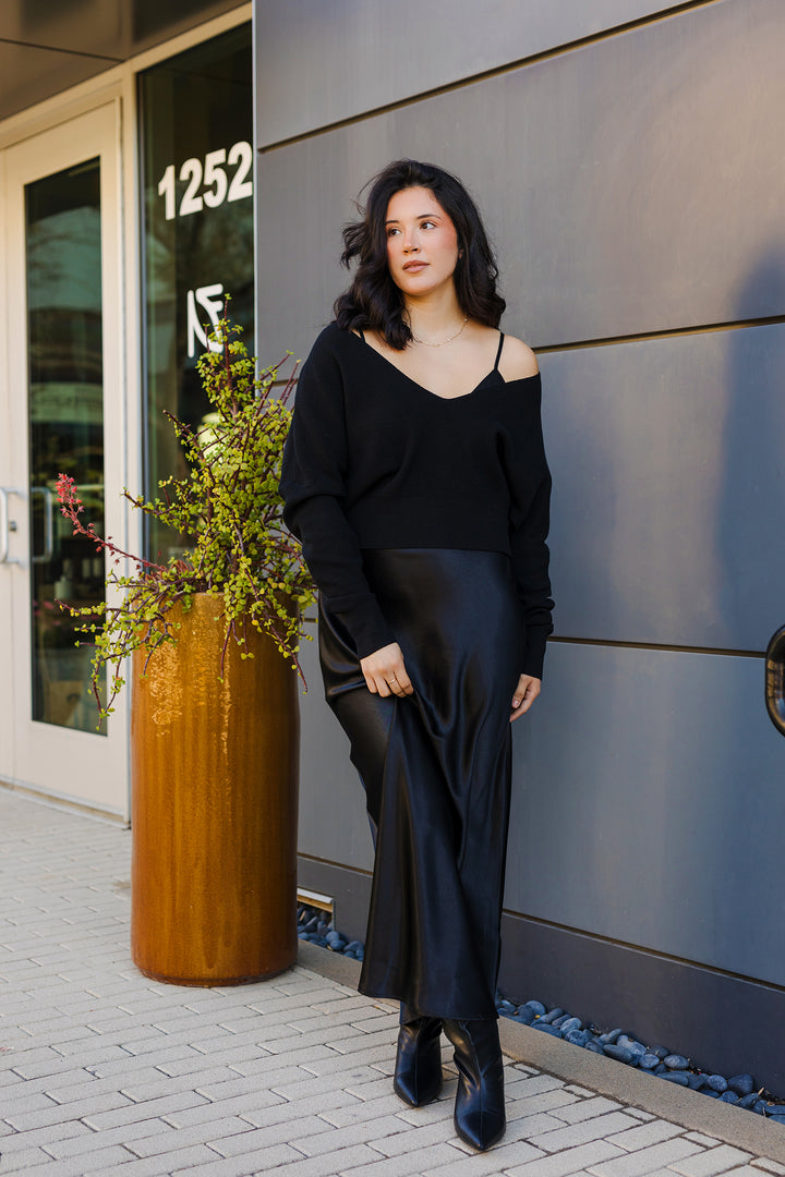 The City Edit Sweater and Satin Midi Dress - 2 Piece Set