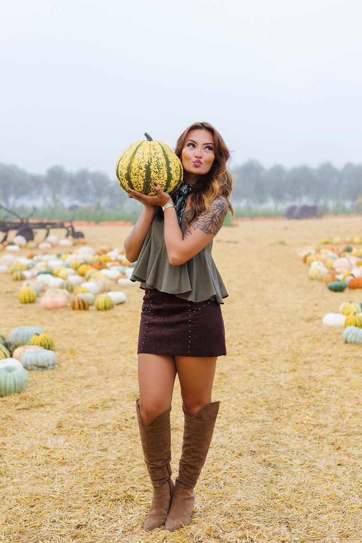 The Godet Olive Flutter Cami Top