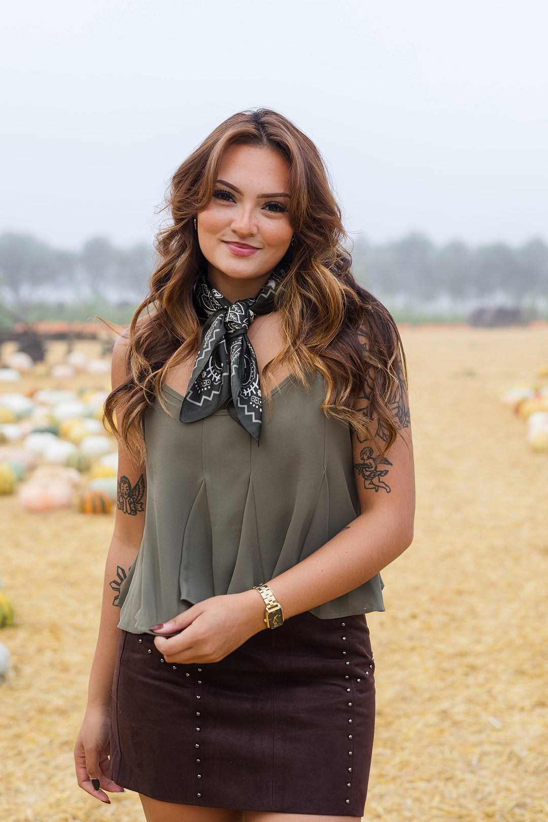 The Godet Olive Flutter Cami Top
