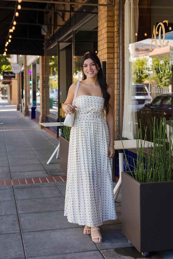 The Sweet Truffle Polka Dot Midi Dress
