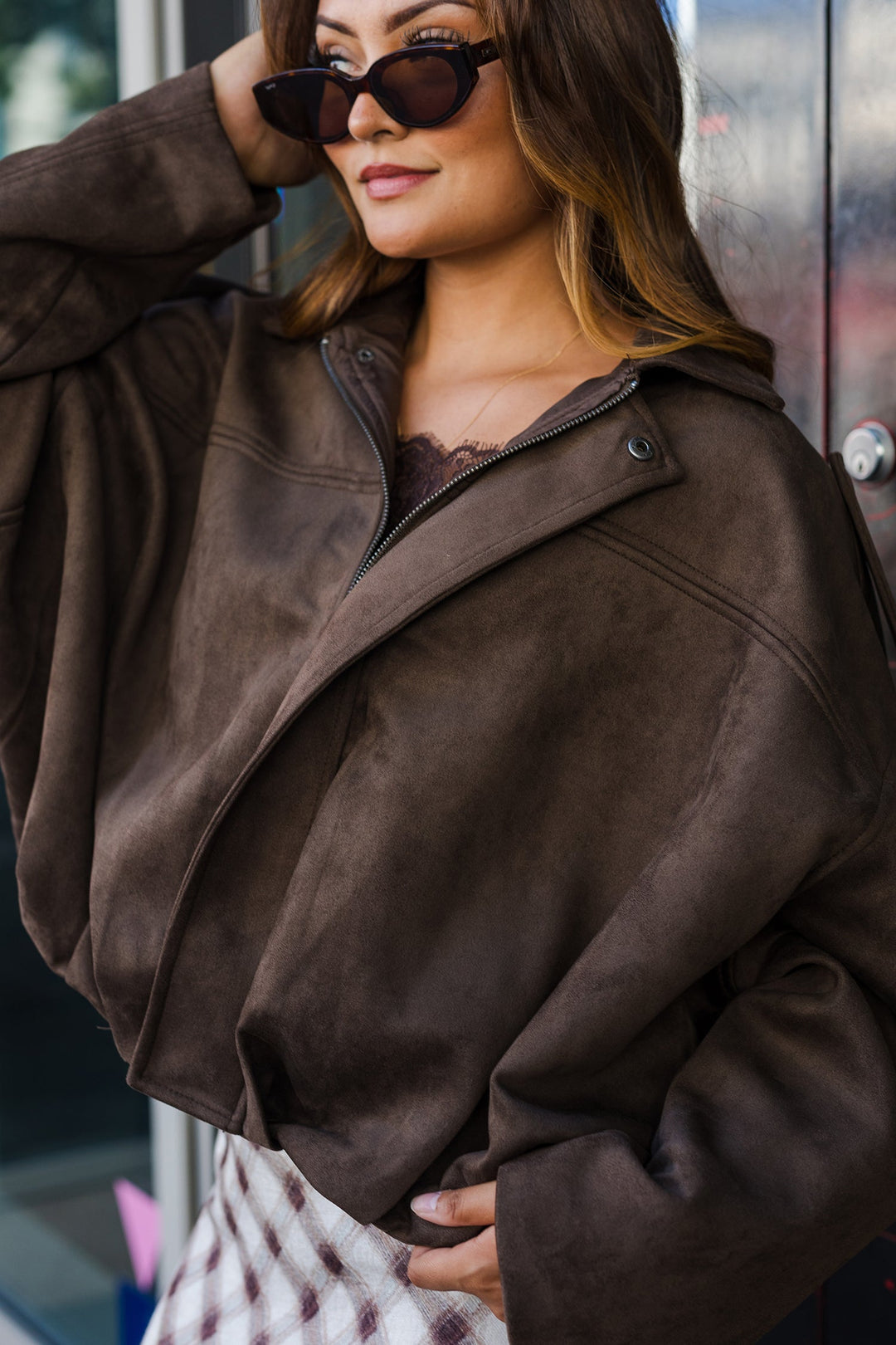 The Sadie Suede Epaulet Cropped Jacket