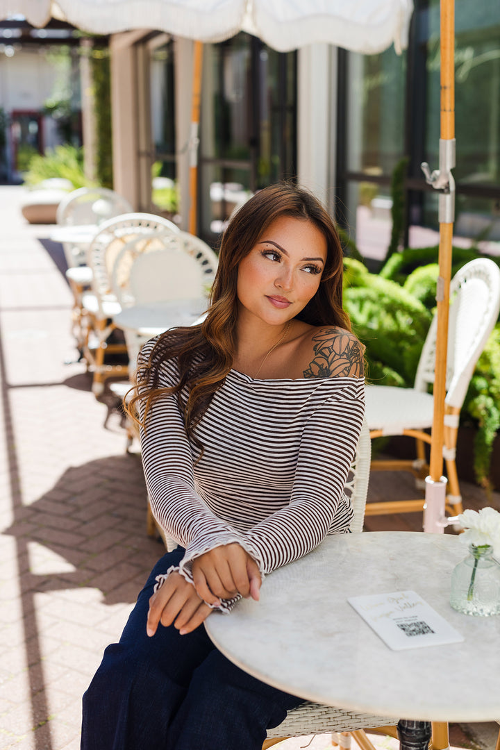 The Paris Cafe Asymmetrical Off-Shoulder Top