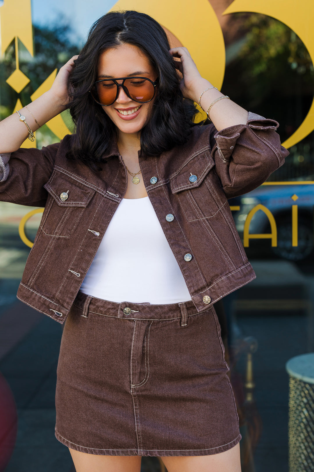 The George Town Brown Denim Skort