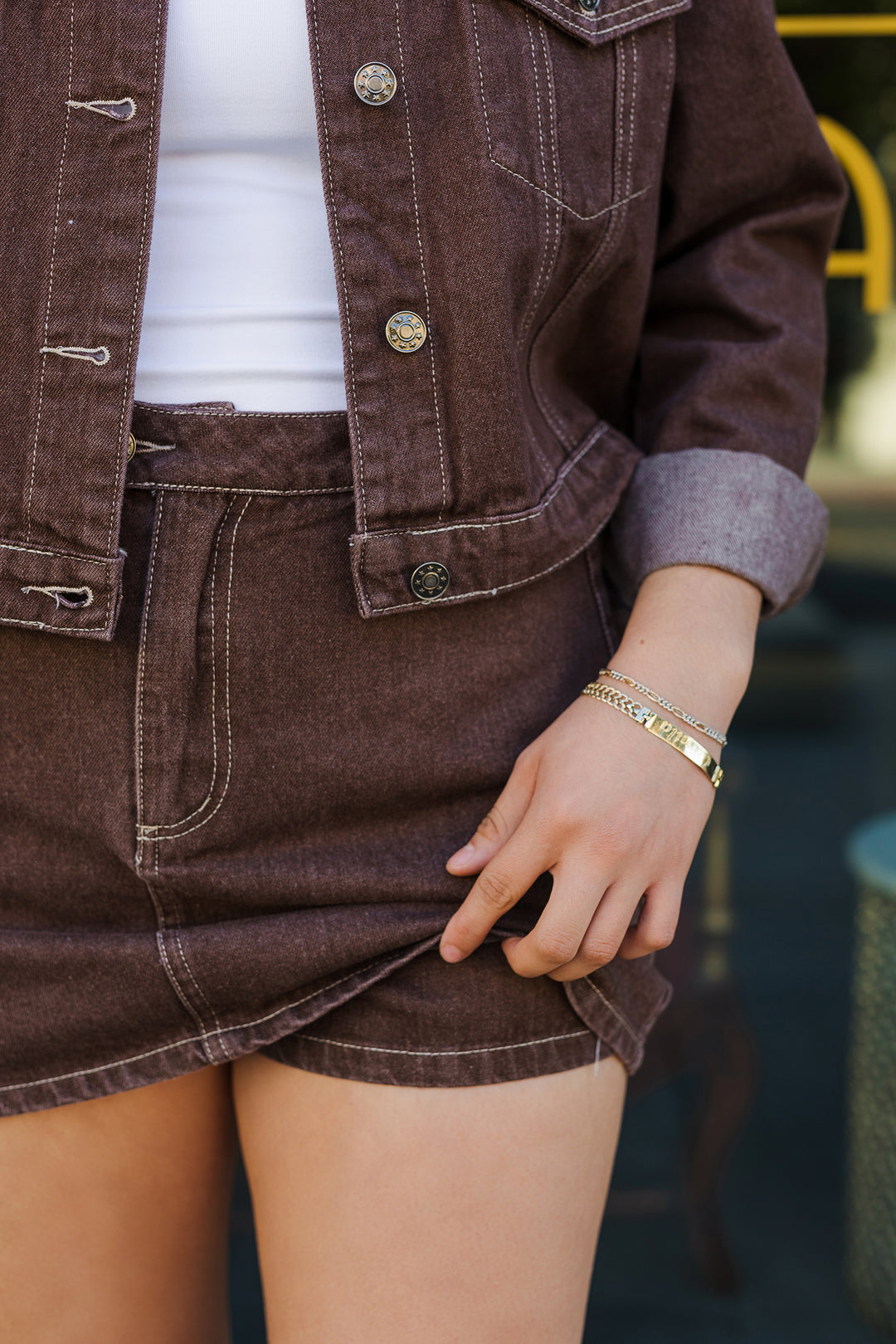 The George Town Brown Denim Skort