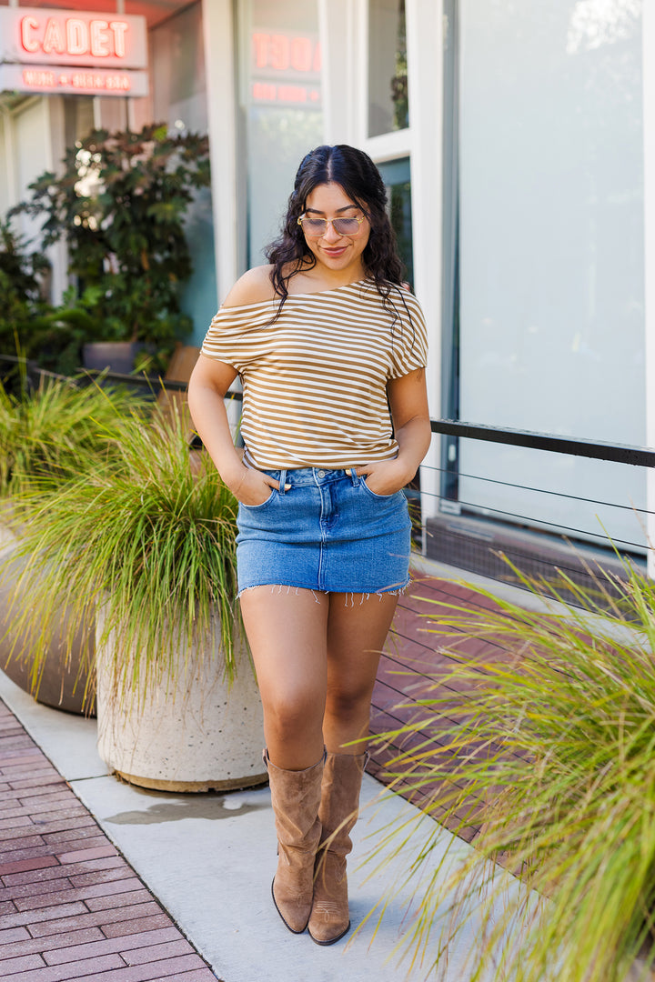 The Justine Striped Asymmetrical Top