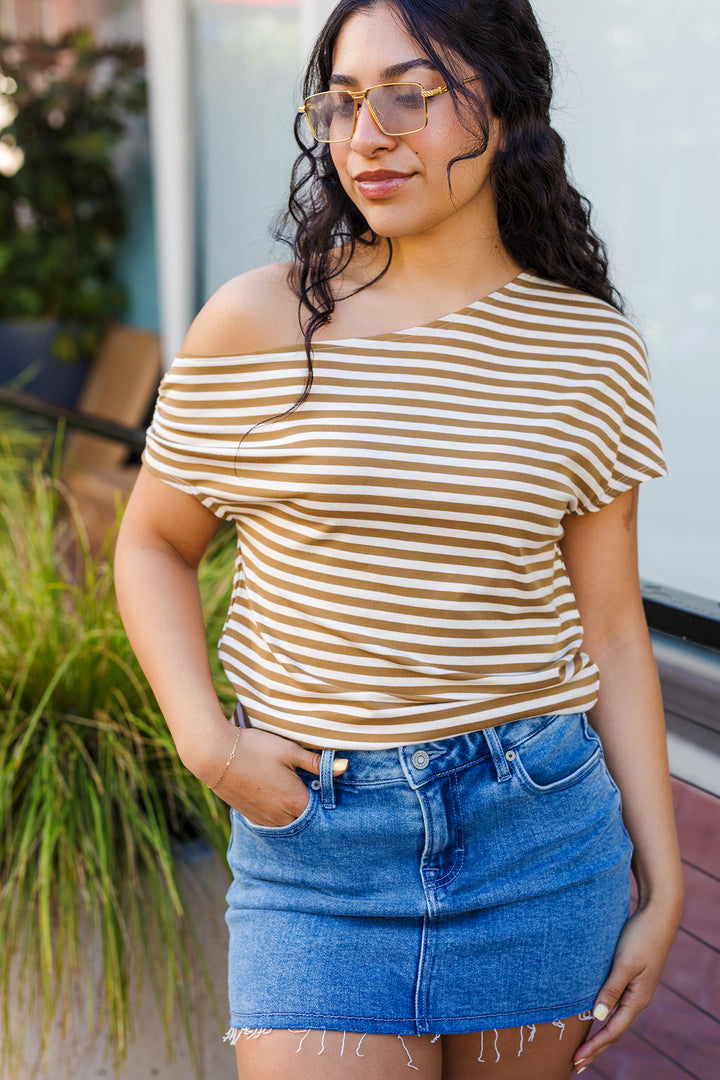 The Justine Striped Asymmetrical Top