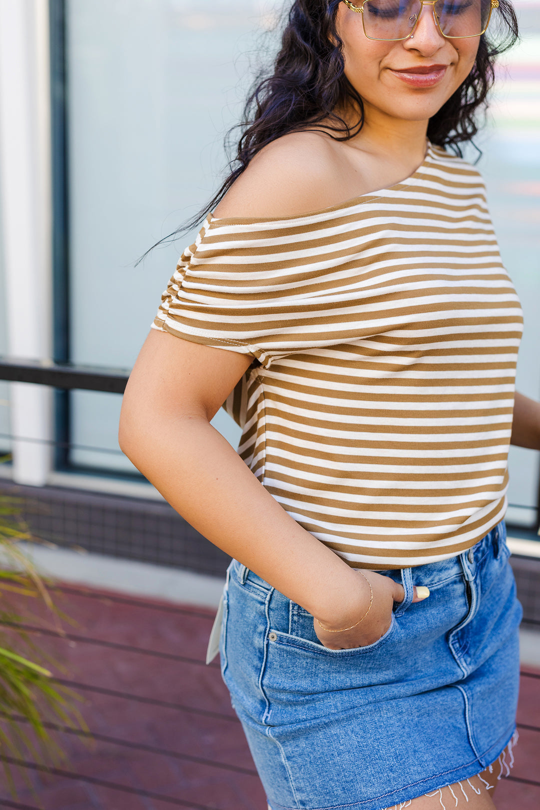 The Justine Striped Asymmetrical Top