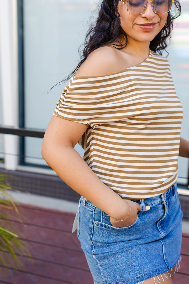 The Justine Striped Asymmetrical Top