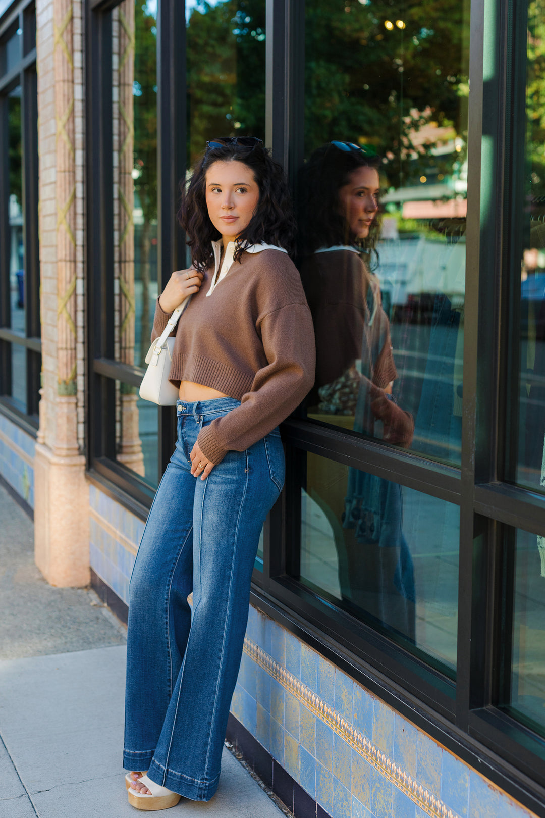 The Always On Time Crop Collared Sweater
