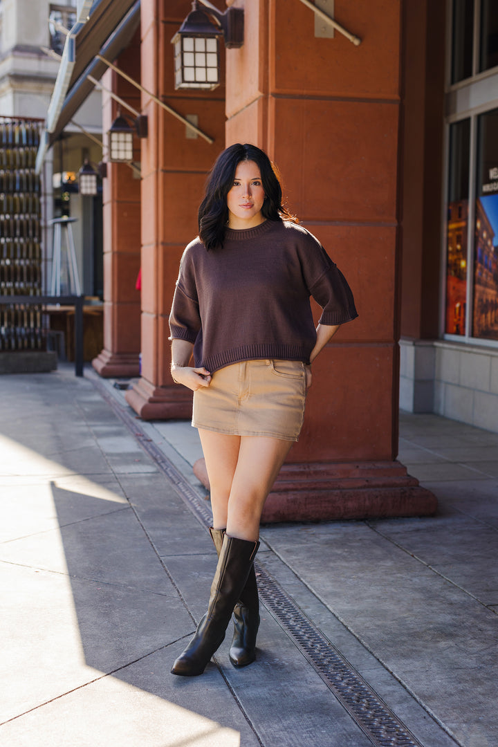 The Changing Seasons Exposed Seam Short Sleeve Sweater