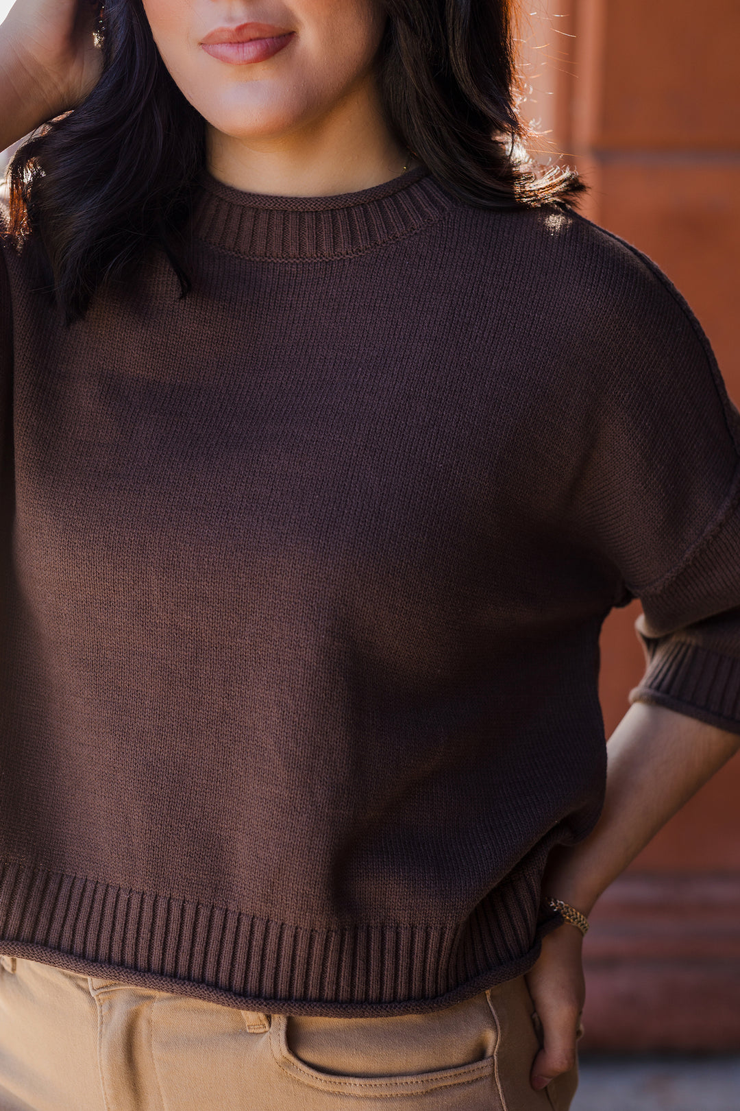 The Changing Seasons Exposed Seam Short Sleeve Sweater