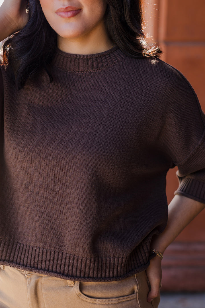 The Changing Seasons Exposed Seam Short Sleeve Sweater