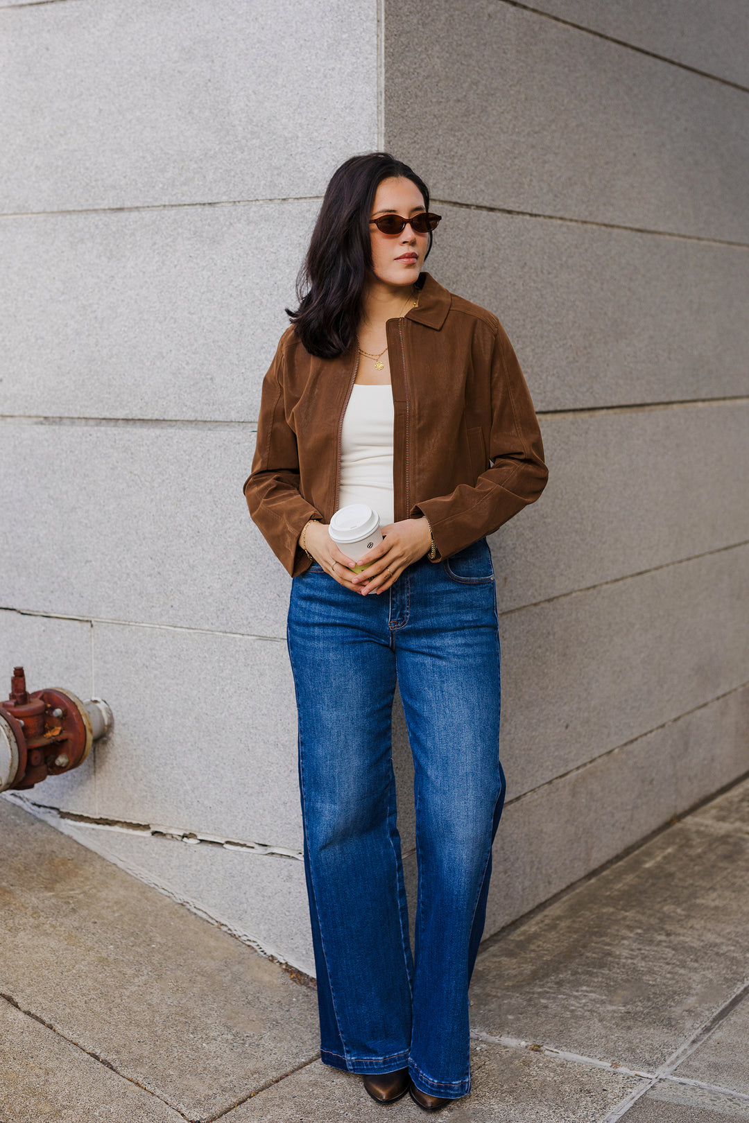 The Truffle Faux Leather Cropped Jacket