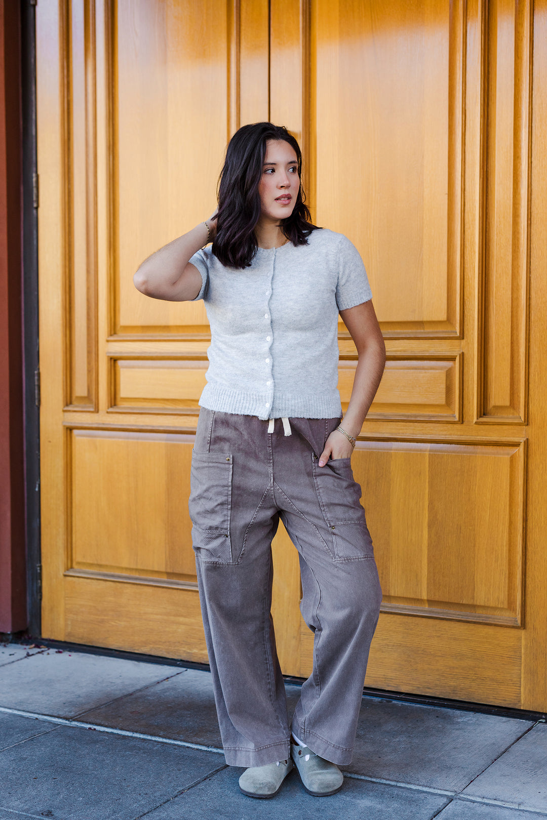 The Adeline Soft Knit Button Short Sleeve Cardigan