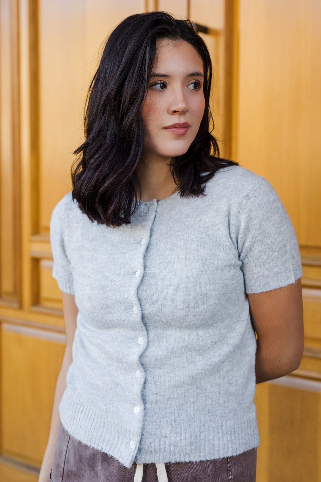 The Adeline Soft Knit Button Short Sleeve Cardigan