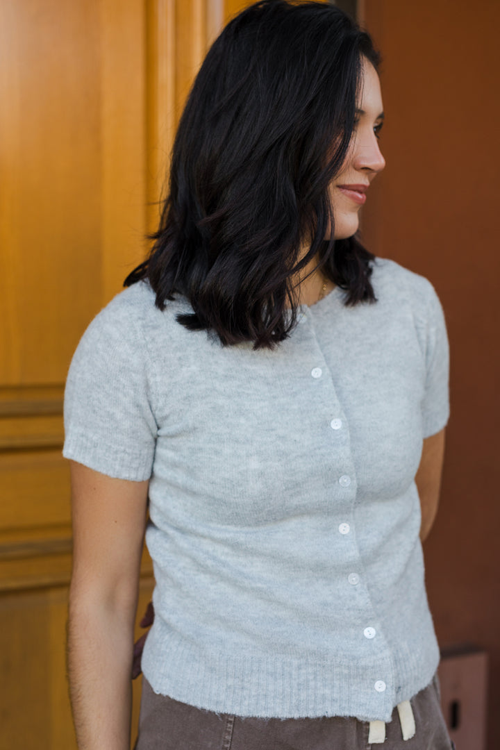 The Adeline Soft Knit Button Short Sleeve Cardigan