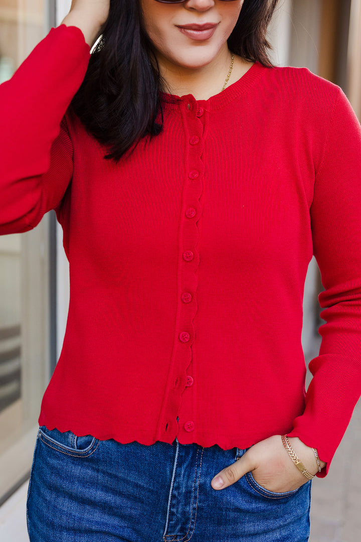 The Chérie Scalloped Edge Knit Cardigan