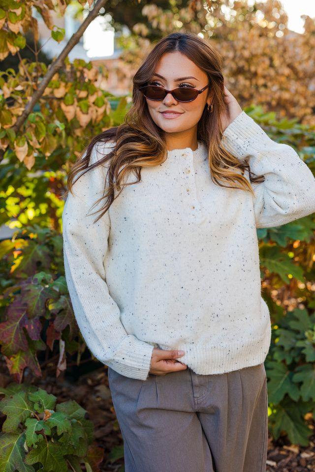 The Cookies & Cream Slouchy Henley Sweater