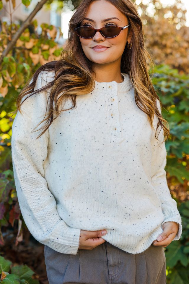 The Cookies & Cream Slouchy Henley Sweater