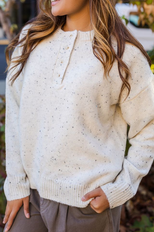 The Cookies & Cream Slouchy Henley Sweater