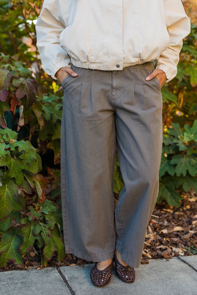 The Dark Roast Wide Leg Washed Denim Trouser