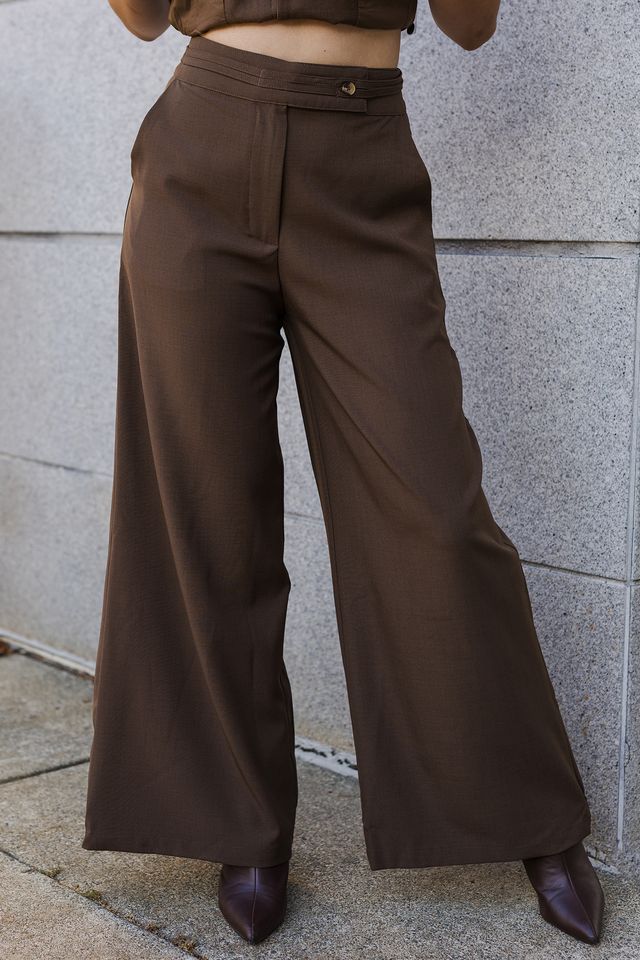 The Taylor Asymmetrical Tie Waist Wide Leg Trousers