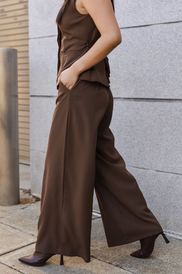 The Taylor Asymmetrical Tie Waist Wide Leg Trousers