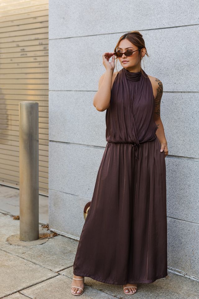 The Downtown Chic Satin Drape Wide Leg Pants