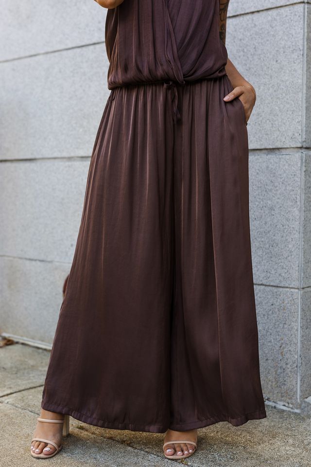 The Downtown Chic Satin Drape Wide Leg Pants