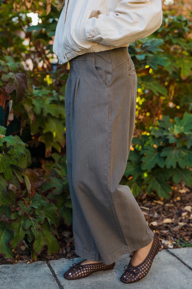 The Dark Roast Wide Leg Washed Denim Trouser