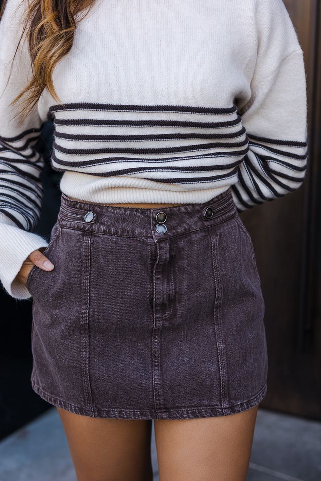 The Double Take Espresso Denim Skort