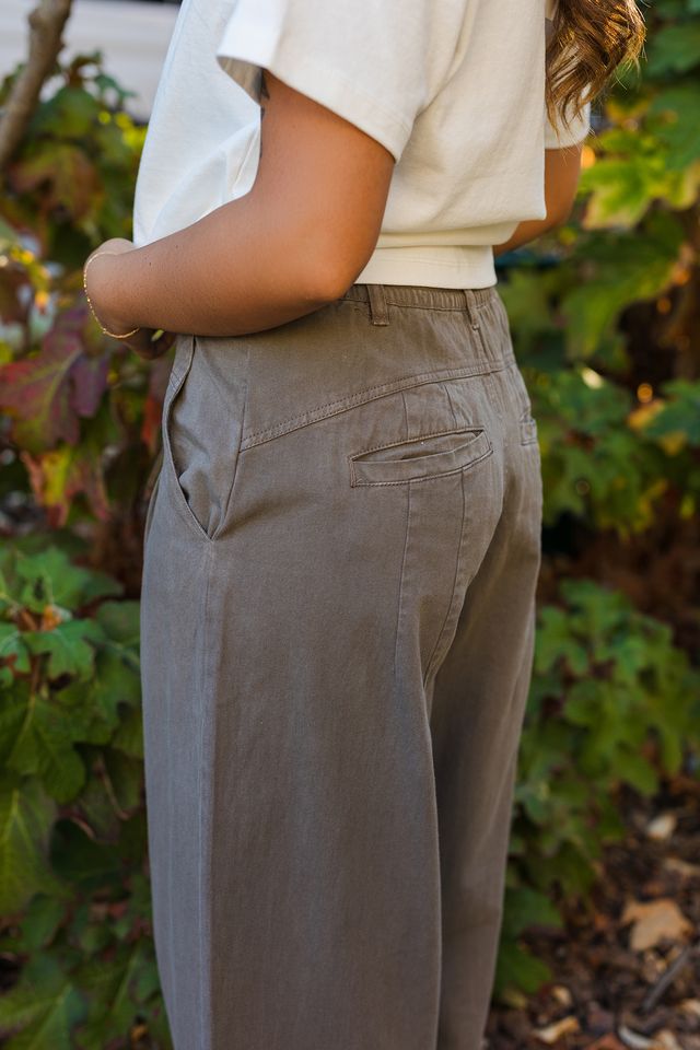The Dark Roast Wide Leg Washed Denim Trouser