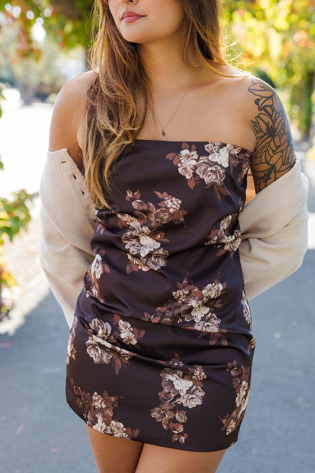 The Marisol Strapless Floral Mini Dress