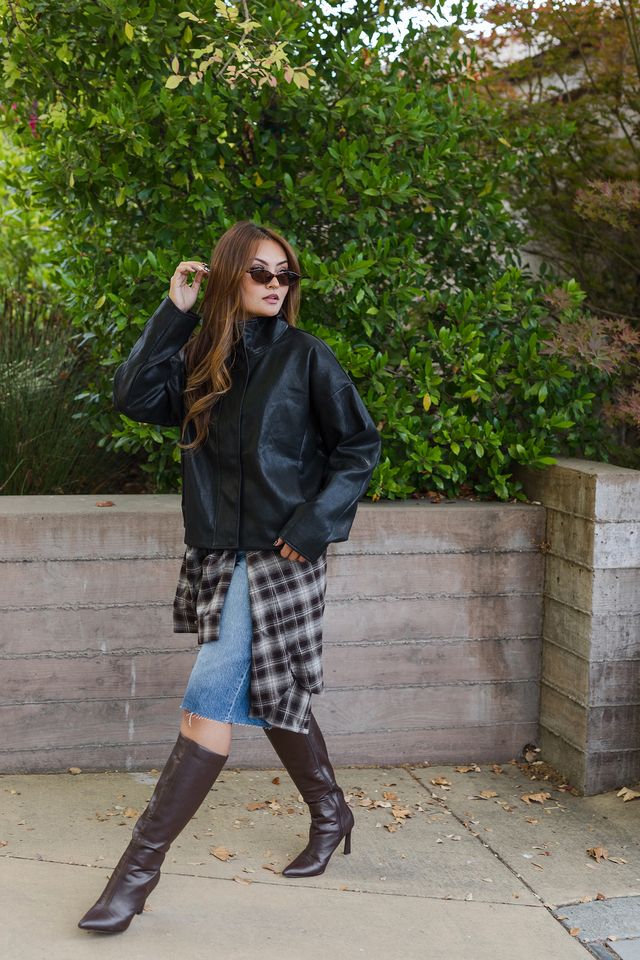 The Only One High Collar Vegan Leather Jacket