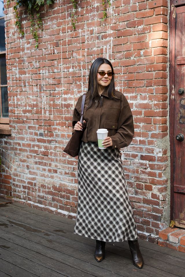 The Ramona Skirt Bias Plaid Midi Skirt