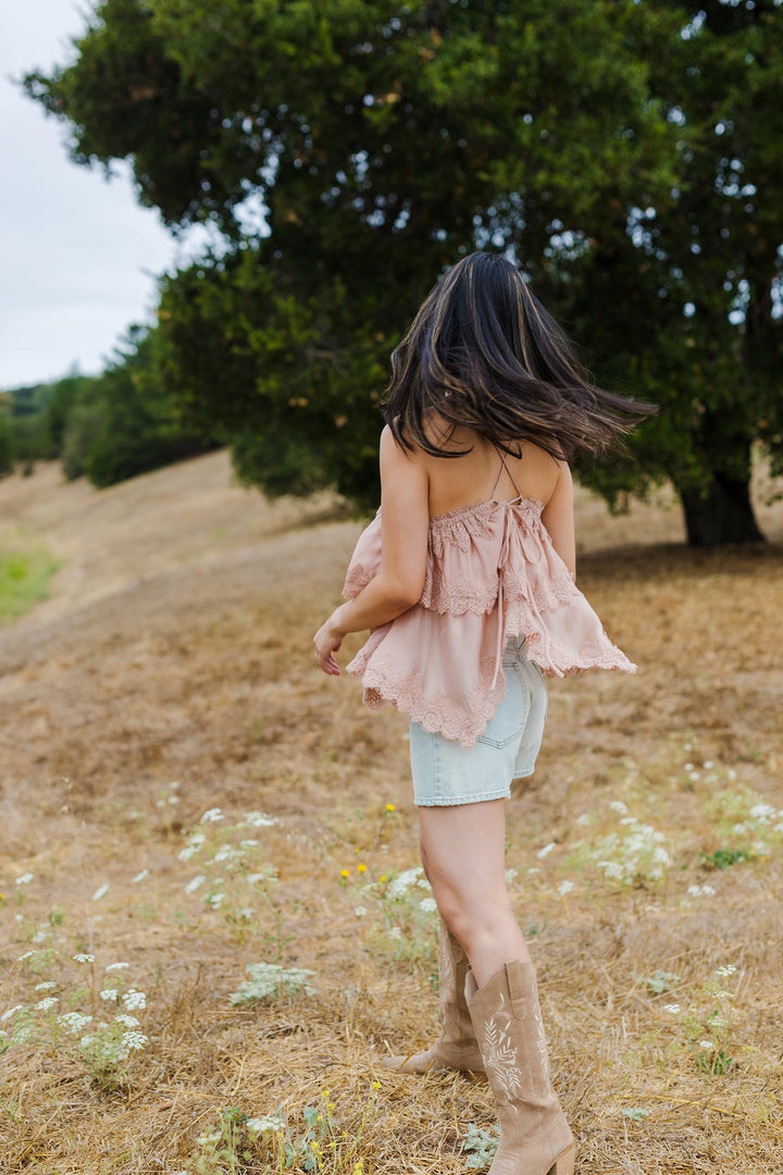 The Rosie Lace Trim Tiered Cami Top