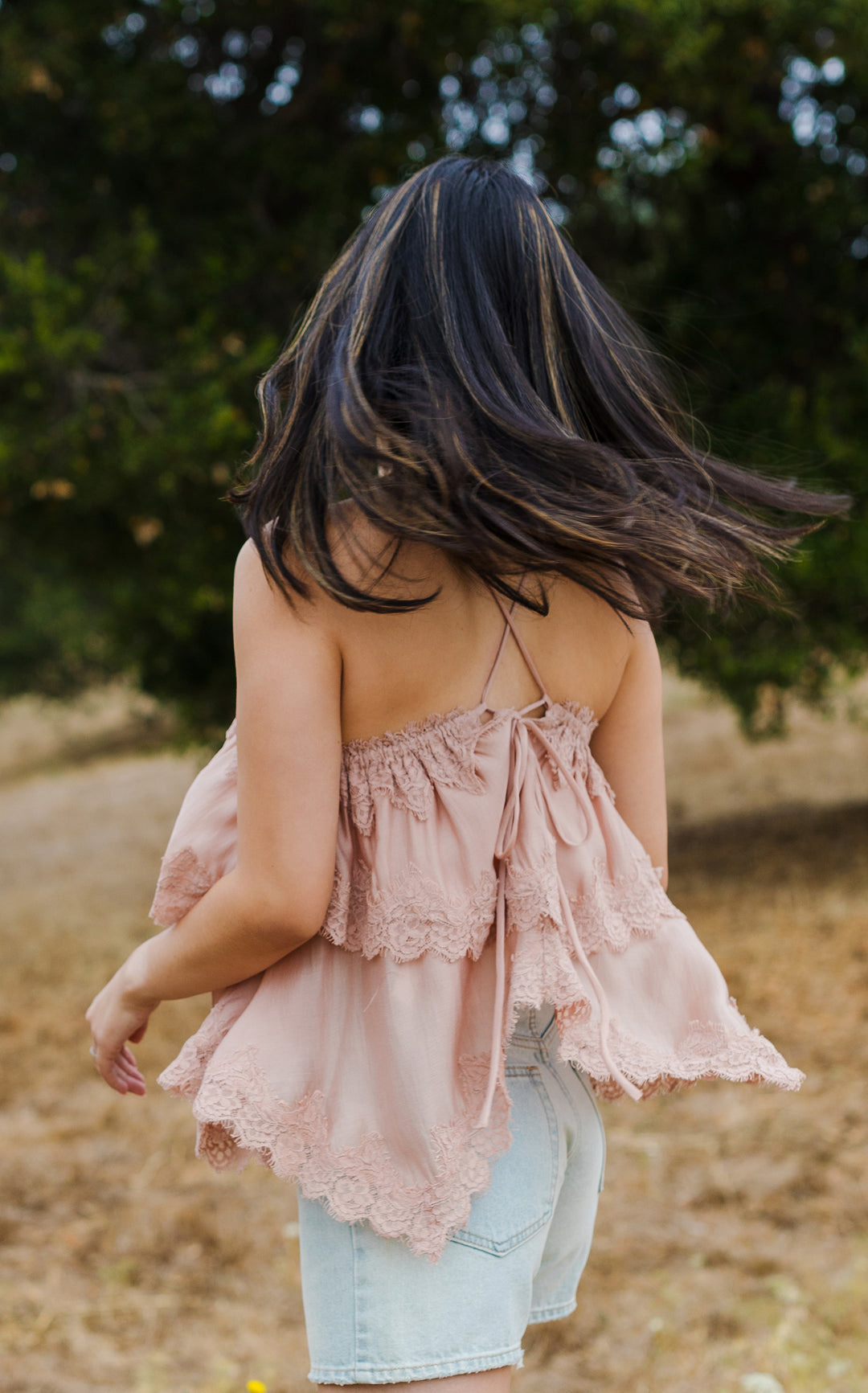 The Rosie Lace Trim Tiered Cami Top