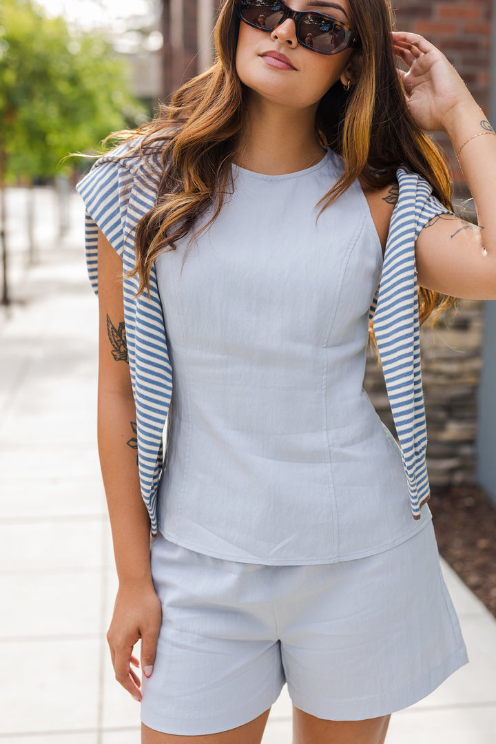 The Jodi Princess Panel Linen Top