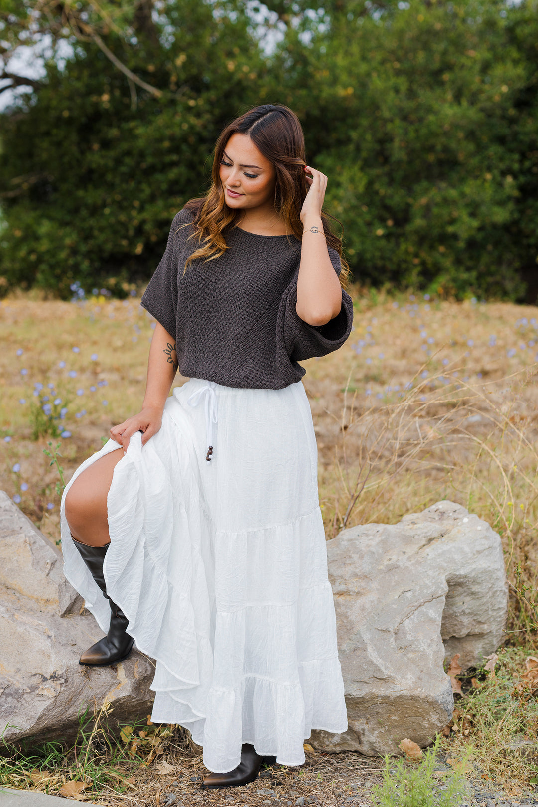 The Island Drift Tiered Maxi Skirt