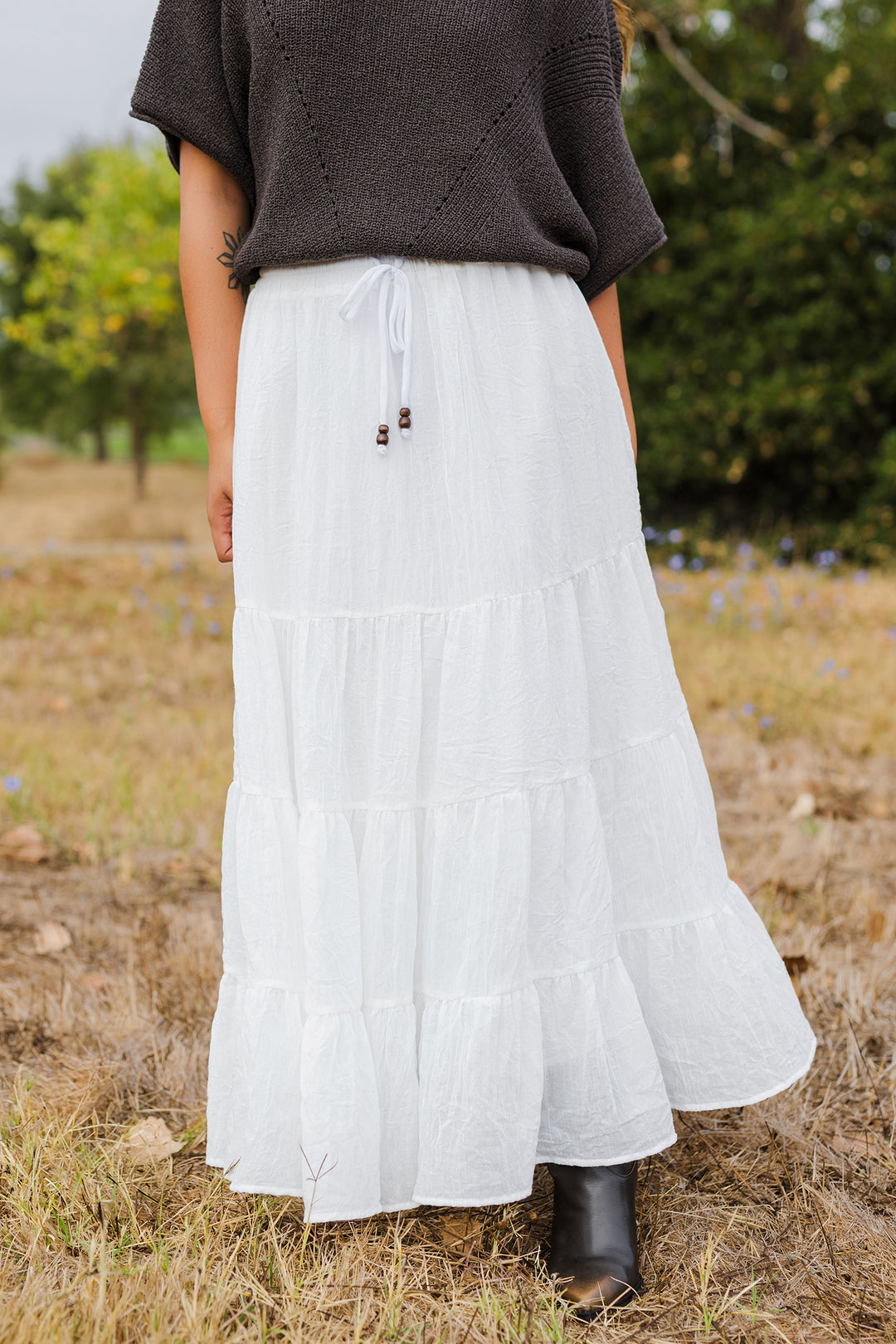 The Island Drift Tiered Maxi Skirt