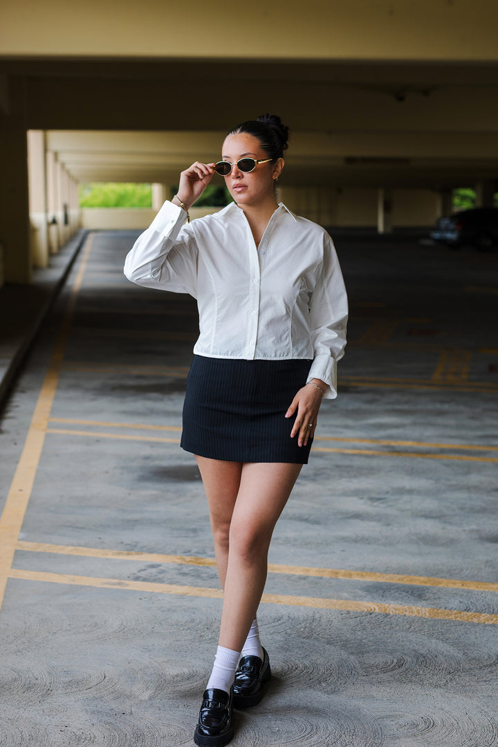 The Veronica Pinstripe Mini Skirt