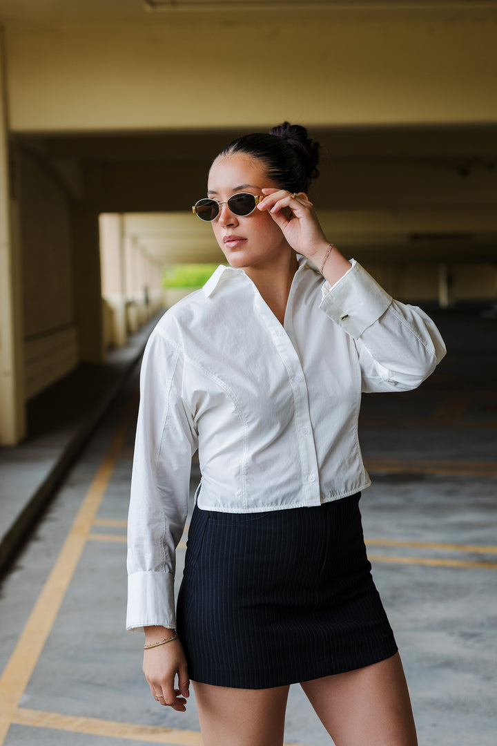 The Veronica Pinstripe Mini Skirt