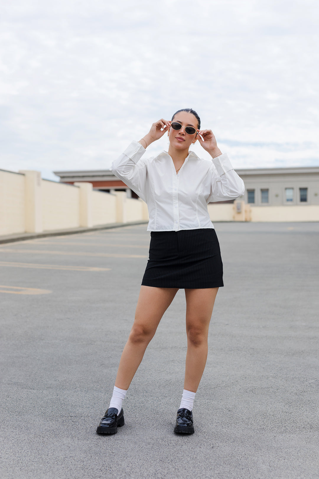 The Veronica Pinstripe Mini Skirt