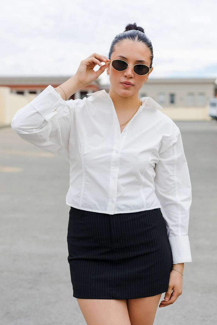 The Veronica Pinstripe Mini Skirt