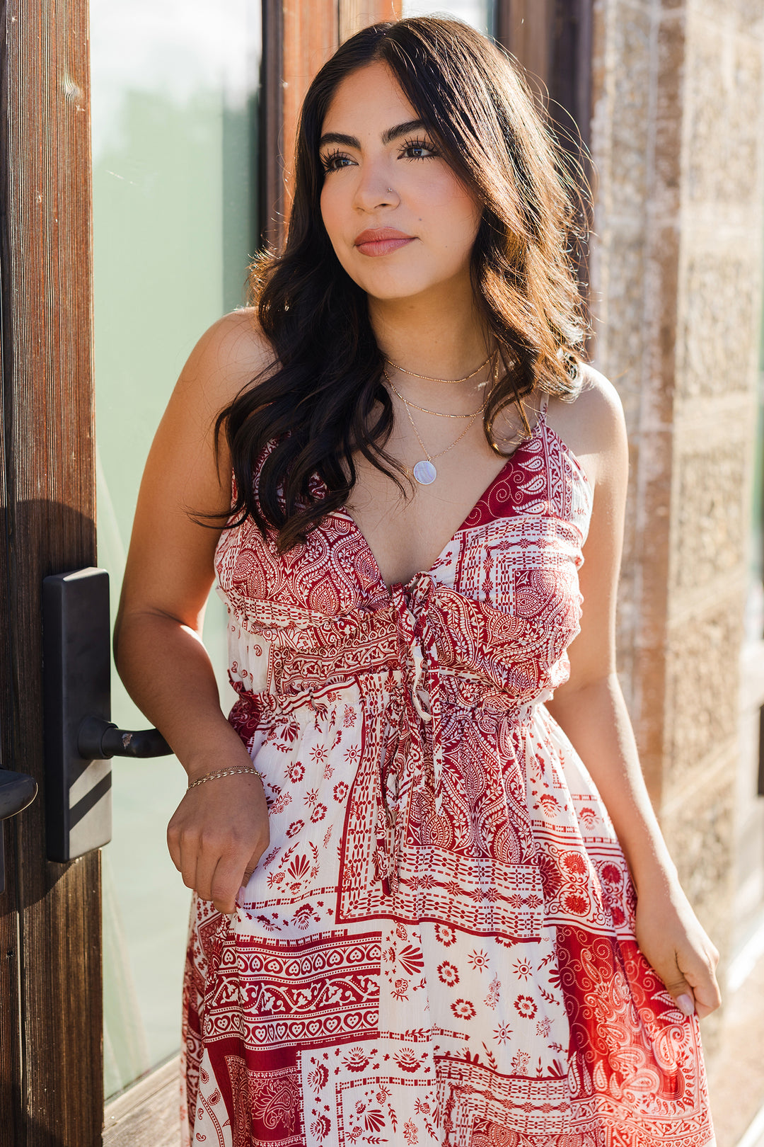 The Miss Paisley Patchwork Front Tie Midi Dress