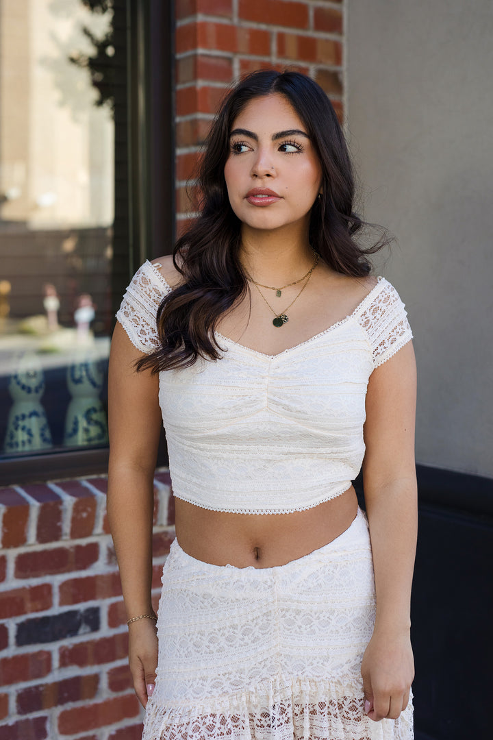 The Daydream Lace Cap Sleeve Crop Top