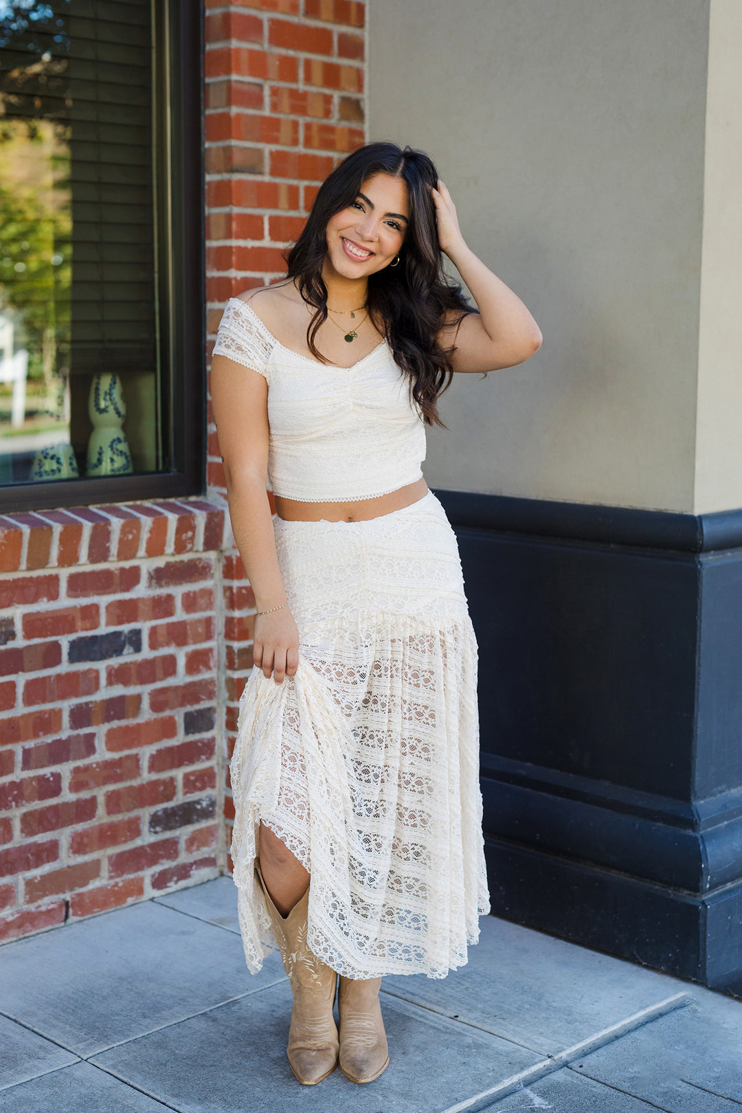 The Daydream Lace Cap Sleeve Crop Top