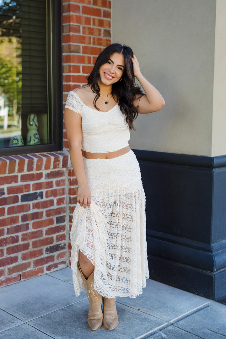 The Daydream Lace Cap Sleeve Crop Top